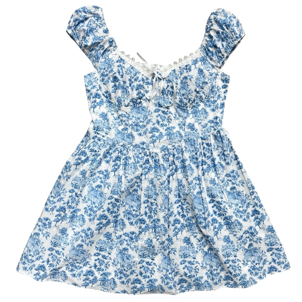 Mixed Threads NWT XL Floral Blue and White Mini Dress